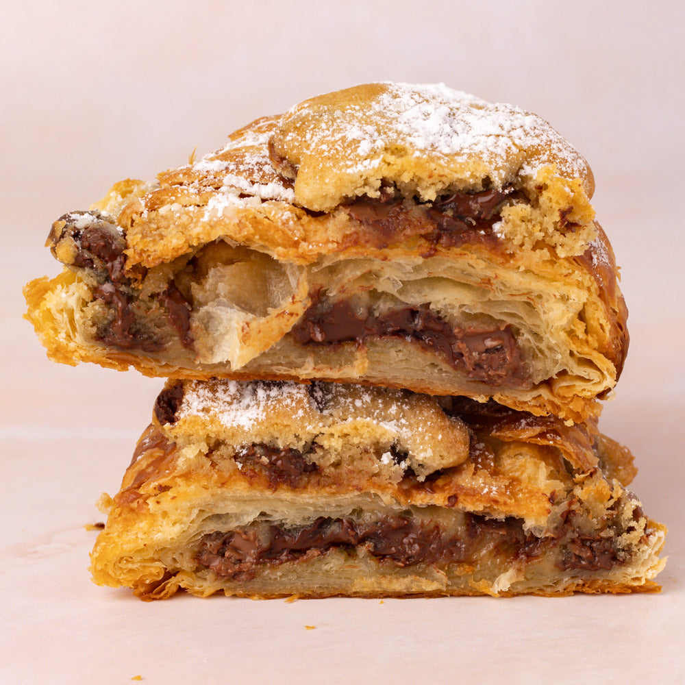 Chocolate Chip Crookie with golden edges and gooey center