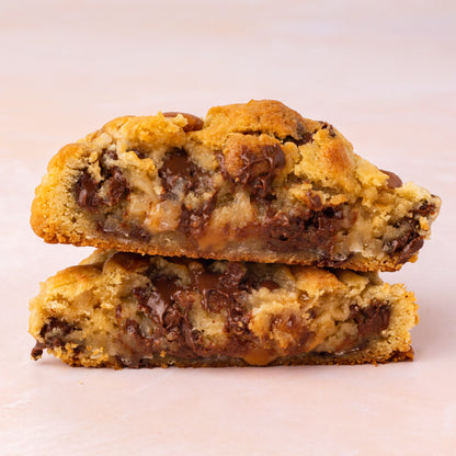 NY Style Caramel Coconut Cookie with golden edges and gooey center