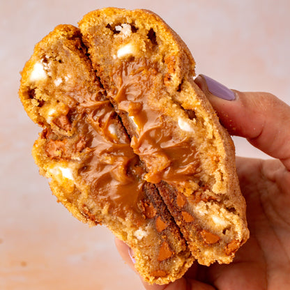 NY Style Churro Cookie with golden edges and gooey center